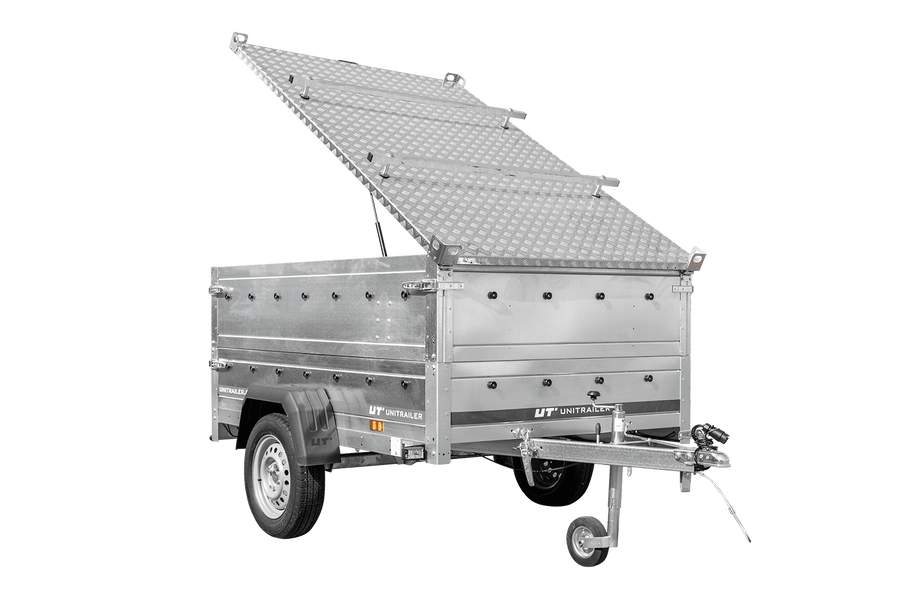 Remorque légÚre 200x125 UNITRAILER GARDEN 201 KIPP avec cÎtés BIS et couverture en aluminium