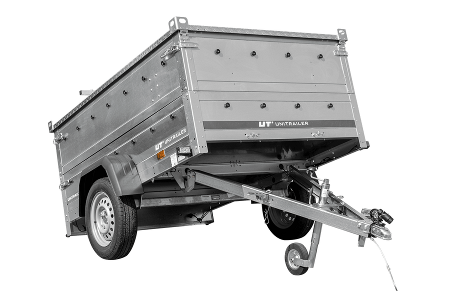 Remorque légÚre 200x125 UNITRAILER GARDEN 201 KIPP avec cÎtés BIS et couverture en aluminium