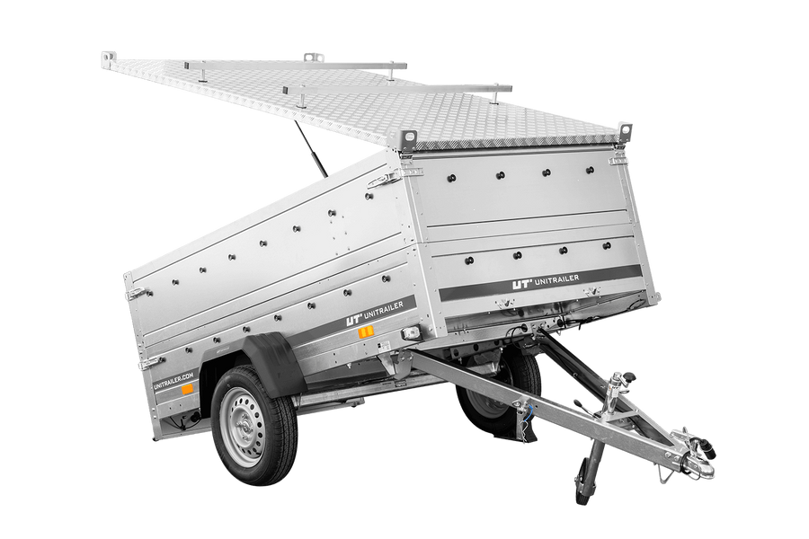 Remorque un essieu 230x125 UNITRAILER GARDEN 230 KIPP avec cÎtés BIS et couverture en aluminium